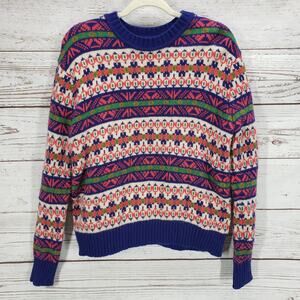 J.Crew Women's Fair Isle 100%Lambswool Pullover Sweater Top Size Large